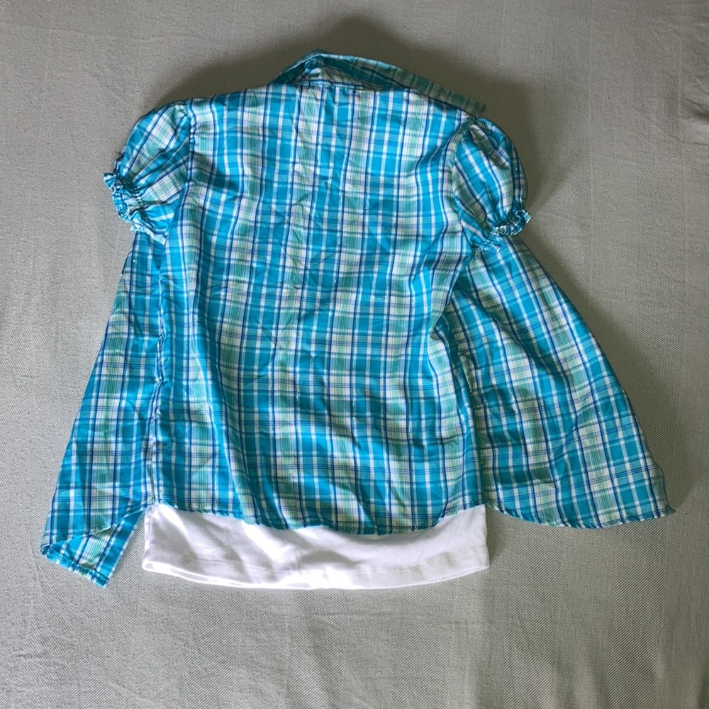 Girls Attached Tank Top Plaid Shirt - Picture 6 of 7